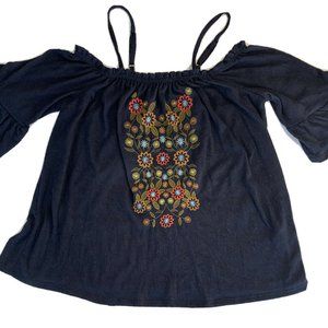 Live To Be Spoiled Womens Off Shoulder Top SZ M